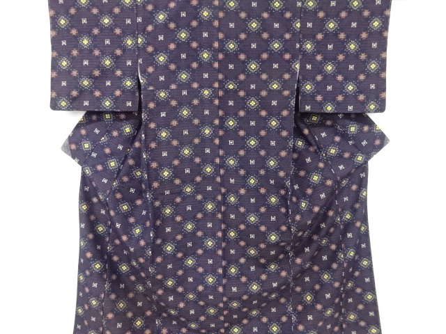 JAPANESE KIMONO / VINTAGE UNUSED KIMONO / SILK / TSUMUGI / WOVEN KIKKO KASURI 