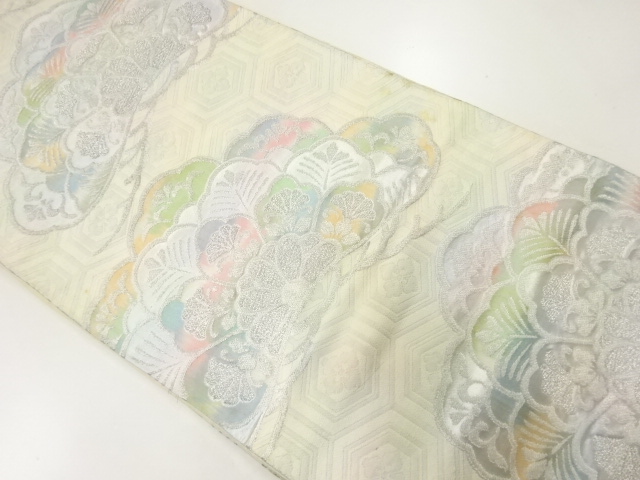 JAPANESE KIMONO / ANTIQUE FUKURO OBI / SILK / WOVEN PINE