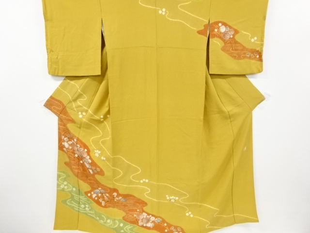 SALE!! JAPANESE KIMONO / VINTAGE HOMONGI / SILK / TOKAMACHI TSUMUGI / TSUJIGAHANA