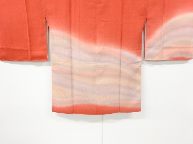 SALE!! JAPANESE KIMONO / VINTAGE UNUSED MICHIYUKI COAT / SILK / ABSTRACT WAVE