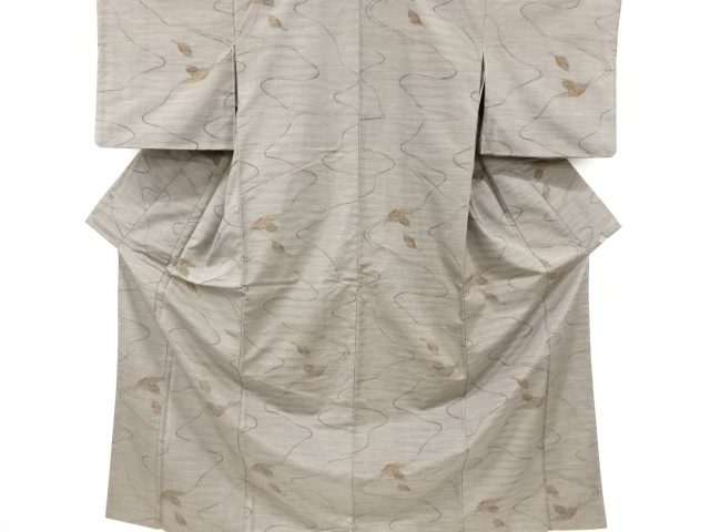 SALE!! JAPANESE KIMONO / VINTAGE KIMONO / SILK / DORO OSHIMA TSUMUGI / WOVEN LEAVES / 9MARUKI