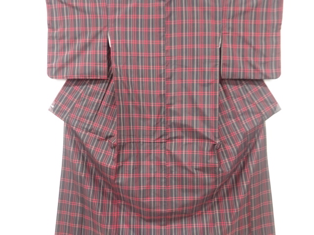 SALE!! JAPANESE KIMONO / ANTIQUE KIMONO / SILK / YONEZAWA TSUMUGI / WOVEN GRID