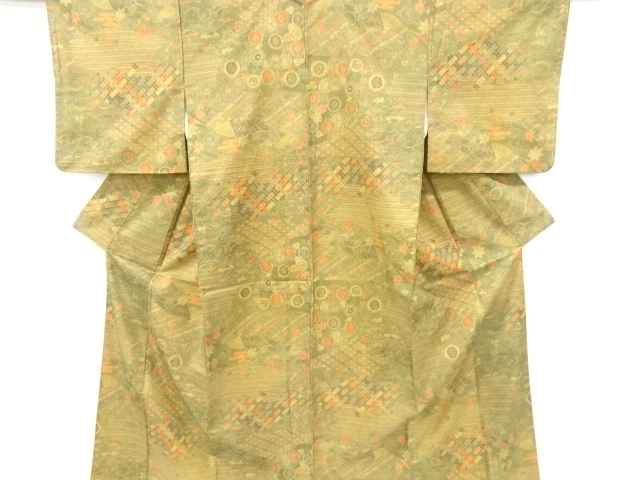 JAPANESE KIMONO / OSHIMA TSUMUGI / FLORAL PLANTS