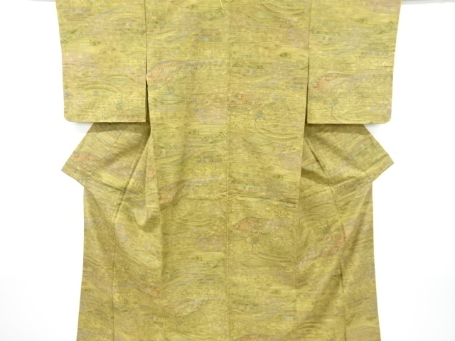 SALE!! JAPANESE KIMONO / TSUMUGI / WOVEN SCENERY OF HOUSE
