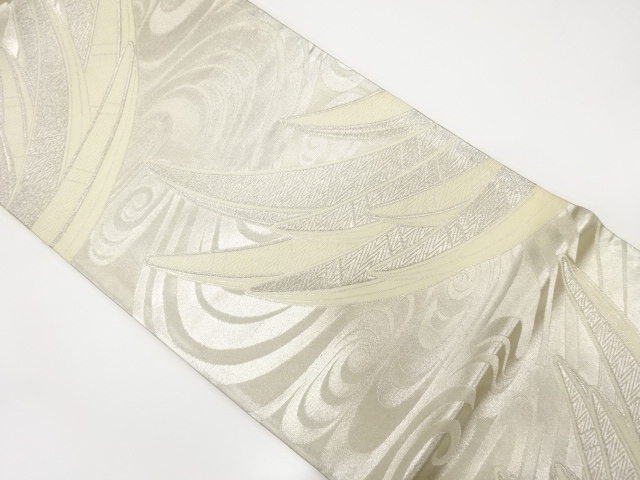 JAPANESE KIMONO / ANTIQUE FUKURO OBI / SILK / WOVEN STREAM & BOAT