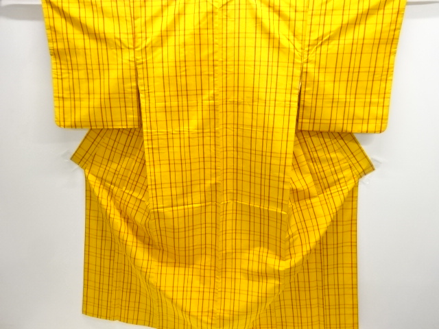 SALE!! JAPANESE KIMONO / ANTIQUE KIMONO / SILK / YONEZAWA TSUMUGI / WOVEN GRID