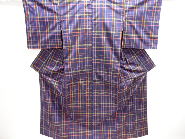 SALE!! JAPANESE KIMONO / KIMONO ENSEMBLE / SILK / YONEZAWA TSUMUGI / WOVEN GRID