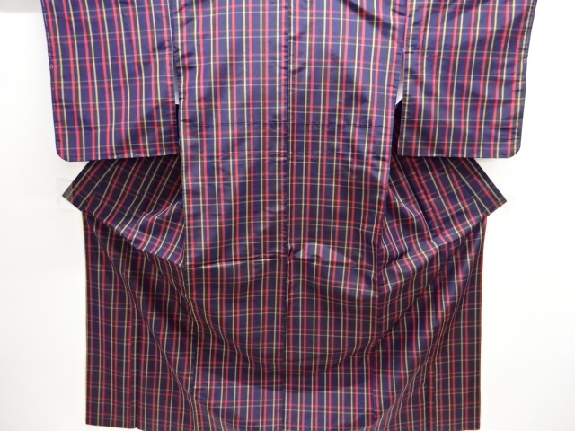 SALE!! JAPANESE KIMONO / KIMONO ENSEMBLE / SILK / YONEZAWA TSUMUGI / WOVEN GRID