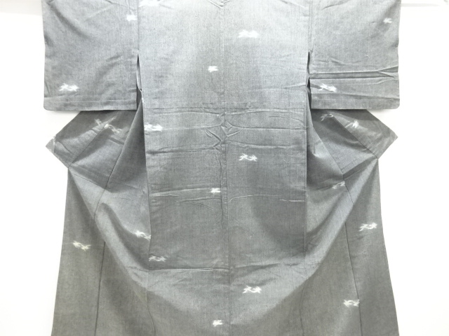 SALE!! JAPANESE KIMONO / ANTIQUE HITOE KIMONO / TSUMUGI / WOVEN ABSTRACT PATTERN