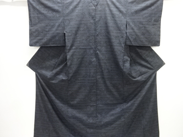 SALE!! JAPANESE KIMONO / SILK / DORO OSHIMA TSUMUGI / WOVEN EGASUMI & FLORAL PLANTS