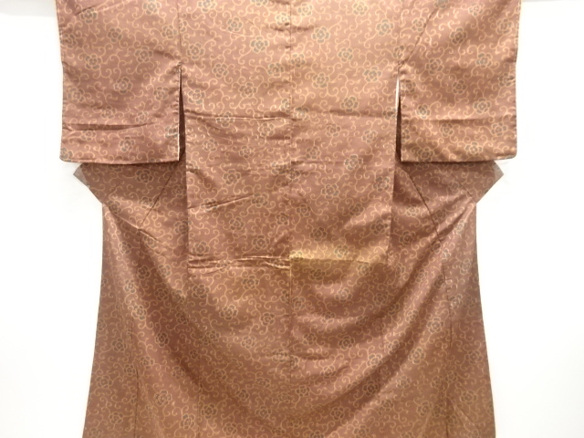 JAPANESE ANTIQUE KIMONO / TAISHO ROMAN STYLE / WOVEN FLORAL ARABESQUE