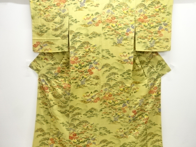 SALE!! JAPANESE KIMONO / ANTIQUE KIMONO / TAISHO ROMAN STYLE / KINSHA / FLOWER