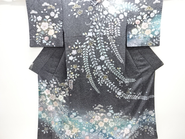 ys7122786; 宗sou 金彩友禅　誰が袖に草花鴛鴦模様刺繍訪問着 ys7122786; 宗sou 金彩友禅 誰が袖に草花鴛鴦模様刺繍訪問着