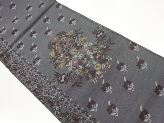 SALE!! JAPANESE FUKURO OBI / WOVEN FLORAL PLANTS
