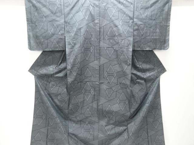 SALE!! JAPANESE KIMONO / DORO OSHIMA TSUMUGI / WOVEN GEOMETRIC