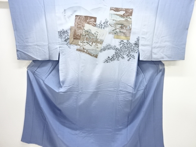 SALE!! JAPANESE KIMONO / ANTIQUE MENS JUBAN / SILK / 53 STATIONS OF THE TOKAIDO