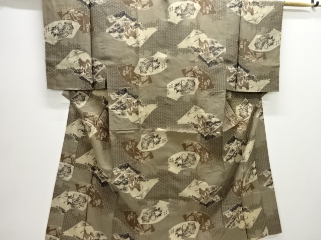 JAPANESE KIMONO / ANTIQUE MENS JUBAN / BOOK PATTERN & HAWK