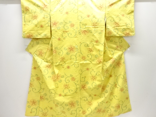 SALE!! JAPANESE KIMONO / TSUMUGI / WOVEN FLOWER ARABESQUE