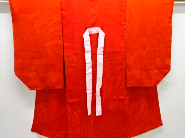 ★中古★ 1円 正絹 錦紗縮緬 アンティーク 大正浪漫 花立涌 蝶 七五三 袷 着物 女児 身丈143cm 裄62cm ◆逸品◆【夢職】 ☆良品☆ 1円 正絹 錦紗縮緬 紅絹 アンティーク 大正浪漫 四季草花