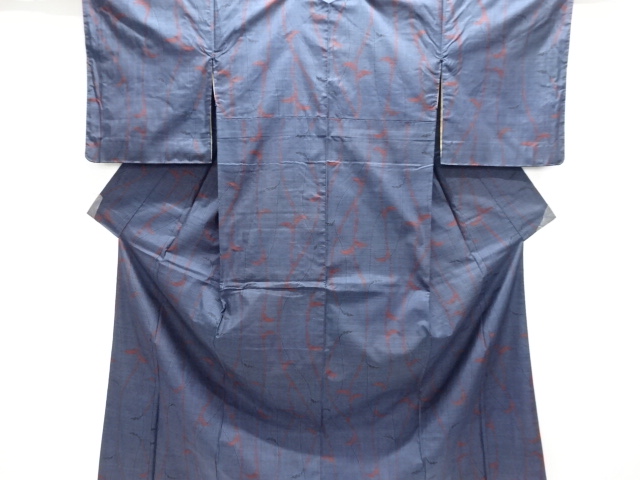 JAPANESE KIMONO / SILK / DORO OSHIMA TSUMUGI / WOVEN ARABESQUE