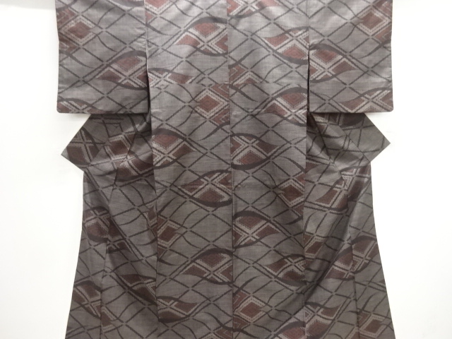 JAPANESE KIMONO / SILK / DORO OSHIMA TSUMUGI / WOVEN RHOMBUS