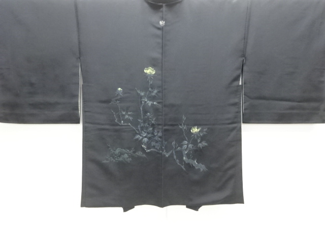 SALE!! JAPANESE ANTIQUE HAORI / TAISHO ROMAN STYLE / SILK / URUSHI / WOVEN BRANCH FLOWER