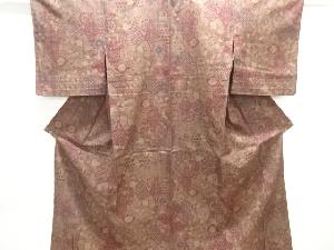 ★着物10★ 1円 絹 アンサンブル 御召 紬 単衣 身丈150cm 裄72.5cm [同梱可] ☆☆ お召 着物（レディースファッション）の通販