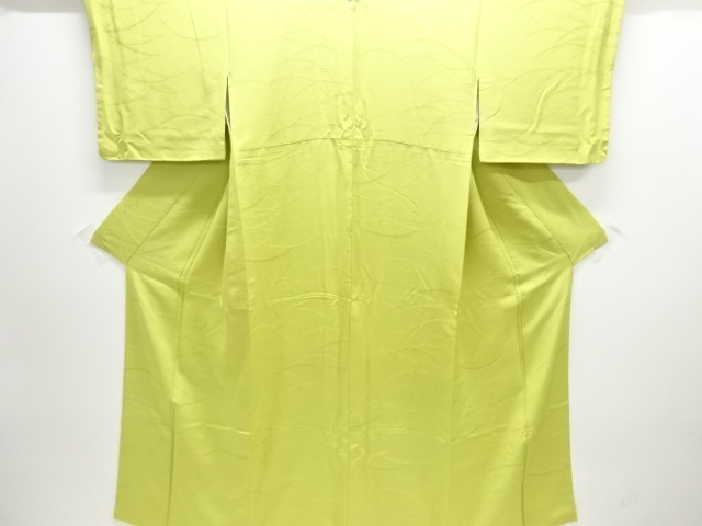 芝草模様織り出し一つ紋色無地着物