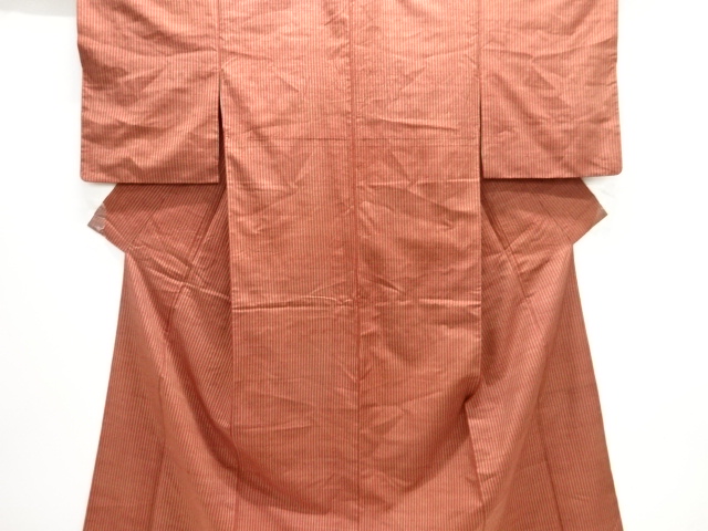 縞織り出し手織り紬着物