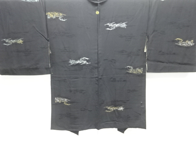 SALE!! JAPANESE ANTIQUE HAORI / TAISHO ROMAN STYLE / SILK / WOVEN FLOWER