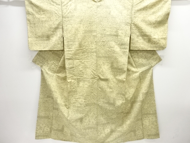 SALE!! JAPANESE KIMONO / ANTIQUE KIMONO / SILK / FUSHI TSUMUGI / WOVEN FLOWER ARABESQUE