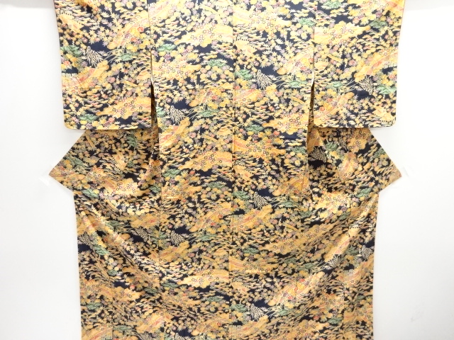 未使用品　家屋風景模様小紋着物