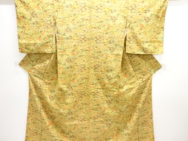 裂取りに花模様小紋着物