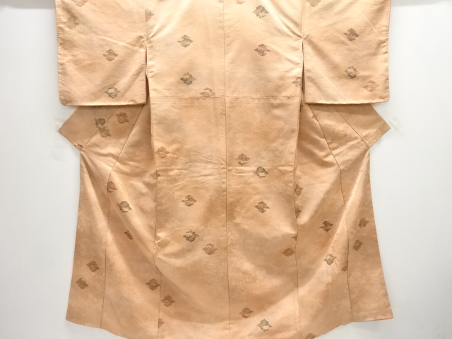 未使用品　松皮菱に花模様小紋着物