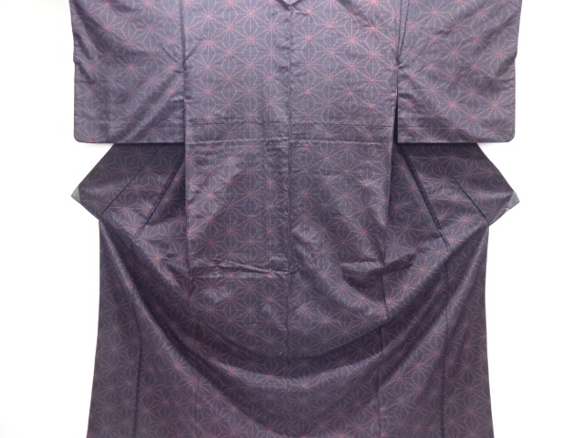 麻の葉模様織り出し十日町紬着物