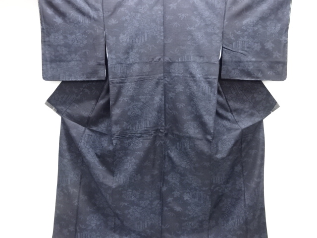 SALE!! JAPANESE KIMONO / UNUSED / SILK / HAND WOVEN TSUMUGI / CLOUDS & FLORAL PLANTS