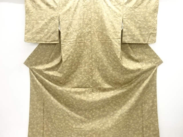 枝葉模様織り出し手織り紬着物