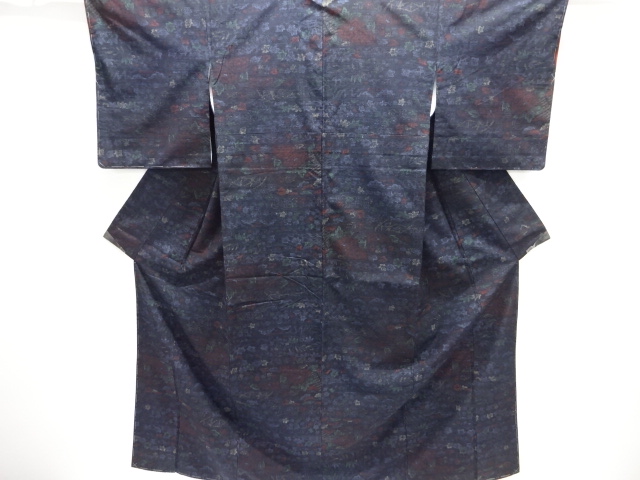SALE!! JAPANESE KIMONO / UNUSED / SILK / HAND WOVEN TSUMUGI / FLORAL PLANTS