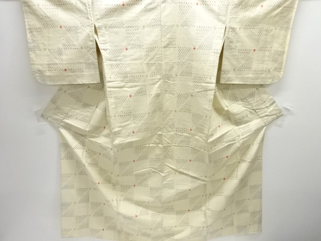 SALE!! JAPANESE KIMONO / HITOE / TSUMUGI / WOVEN GEOMETRIC