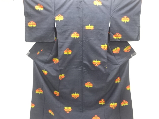SALE!! JAPANESE KIMONO / TSUMUGI / WOVEN CAMELLIA