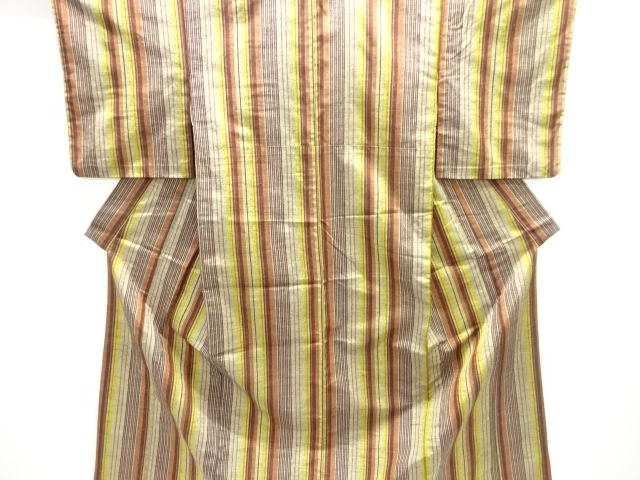 SALE!! JAPANESE KIMONO / HITOE KIMONO / SILK / HAND WOVEN TSUMUGI / STRIPE