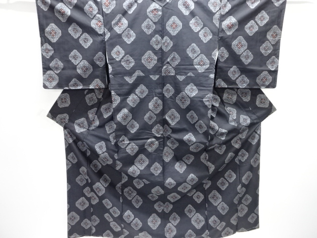 JAPANESE KIMONO / UNUSED / SILK / DENSHO TSUMUGI / NISHIJIN / WOVEN ABSTRACT FLORAL RHOMBUS