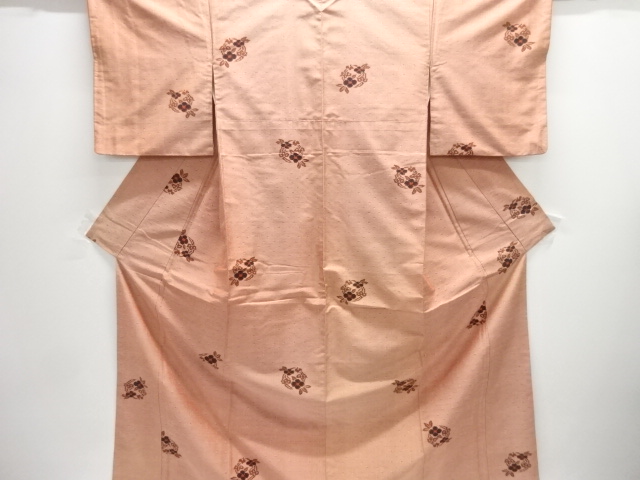 JAPANESE KIMONO / TSUMUGI / WOVEN FLOWER ROUNDEL