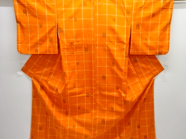 SALE!! JAPANESE KIMONO / YONEZAWA TSUMUGI / ENSEMBLE / WOVEN GRID