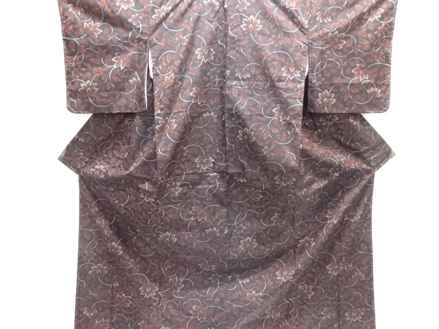 JAPANESE KIMONO / UNUSED KIMONO ENSEMBLE / SILK / WOVEN FLORAL ARABESQUE