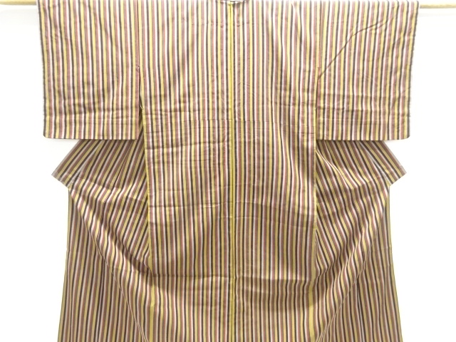 SALE!! JAPANESE KIMONO / ANTIQUE HITOE KIMONO / TAISHO ROMAN STYLE / WOVEN STRIPE