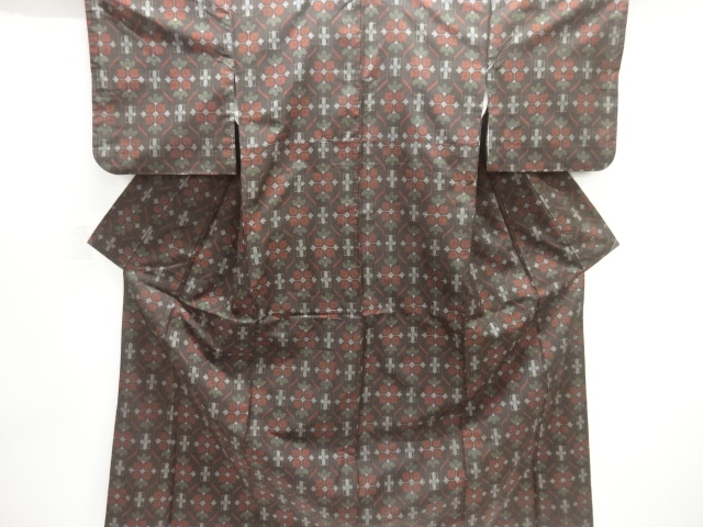 JAPANESE KIMONO / OSHIMA TSUMUGI / ENSEMBLE / WOVEN FLOWER