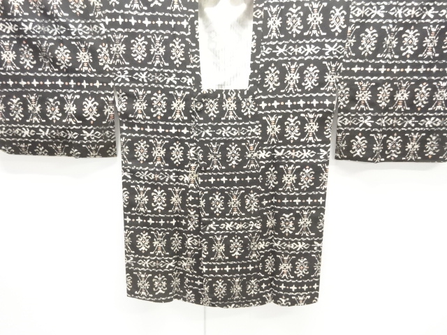 SALE!! JAPANESE ANTIQUE MICHIYUKI COAT / TAISHO ROMAN STYLE / SILK / GEOMETRIC PATTERN