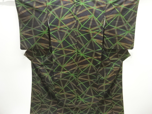 JAPANESE KIMONO / TSUMUGI / WOVEN ABSTRACT PATTERN 