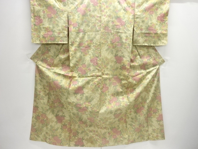 JAPANESE KIMONO / OMESHI / NISHIJIN-ORI / WOVEN FLORAL PLANTS